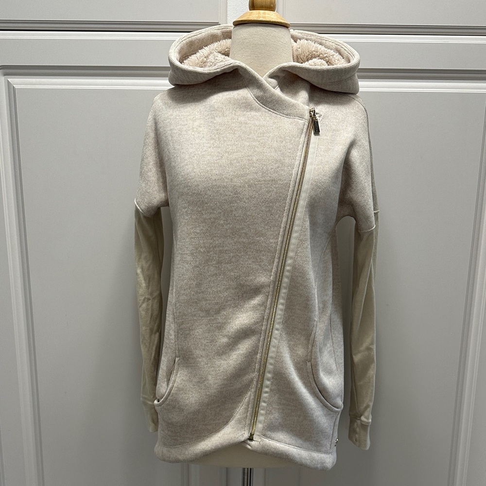 Betsey Johnson Cream Utility Jacket with Asymmetrical Zipper